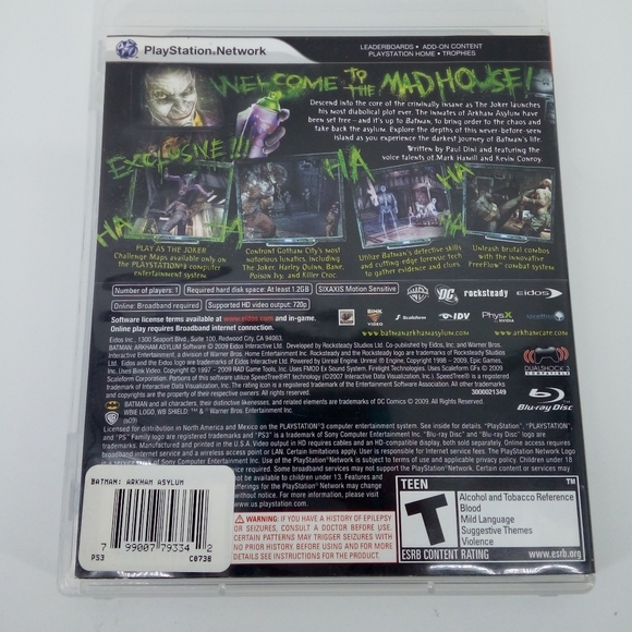 PS3 Batman Arkham Asylum Video Game Rocksteady Studios 2009 Playstation 3 - Picture 10 of 11